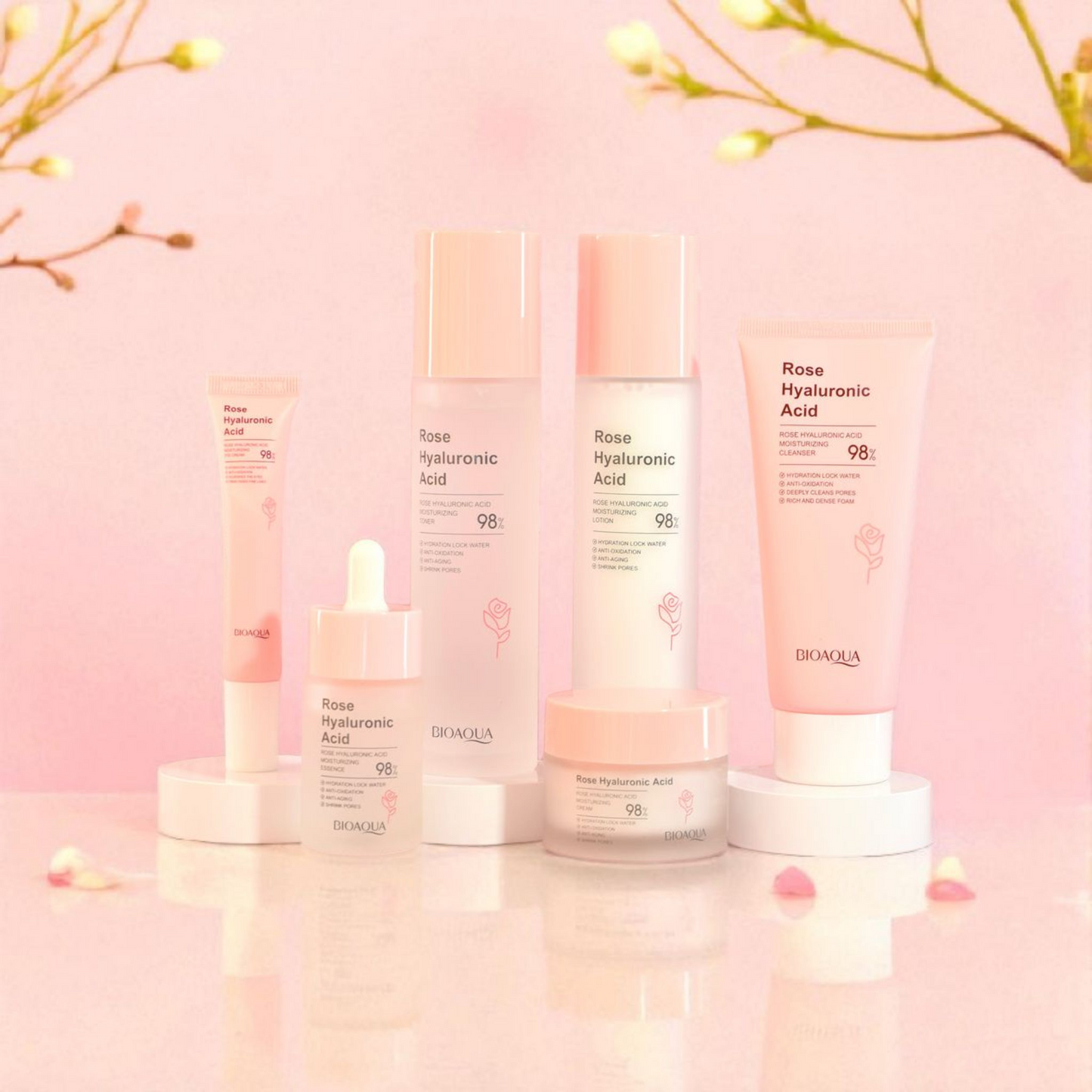 Kit de lujo bioaqua - acido hialuronico y extracto de rosas